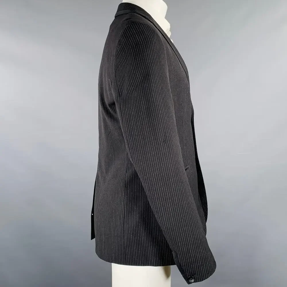 RAG & BONE Size 40 Black Grey Pinstripe Wool Single Breasted Sport Coat